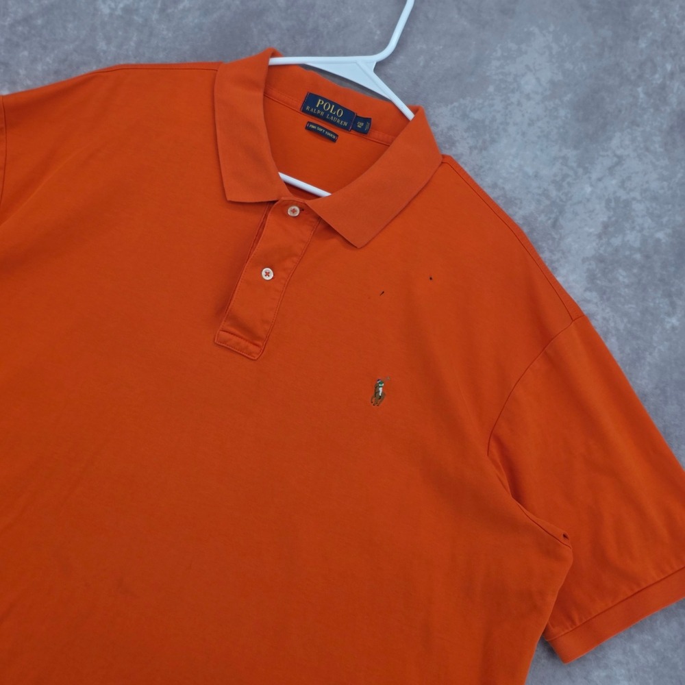 Polo Ralph Lauren Men 2XB Orange Pima Soft Touch Short Sleeve Polo Shirt Pony
